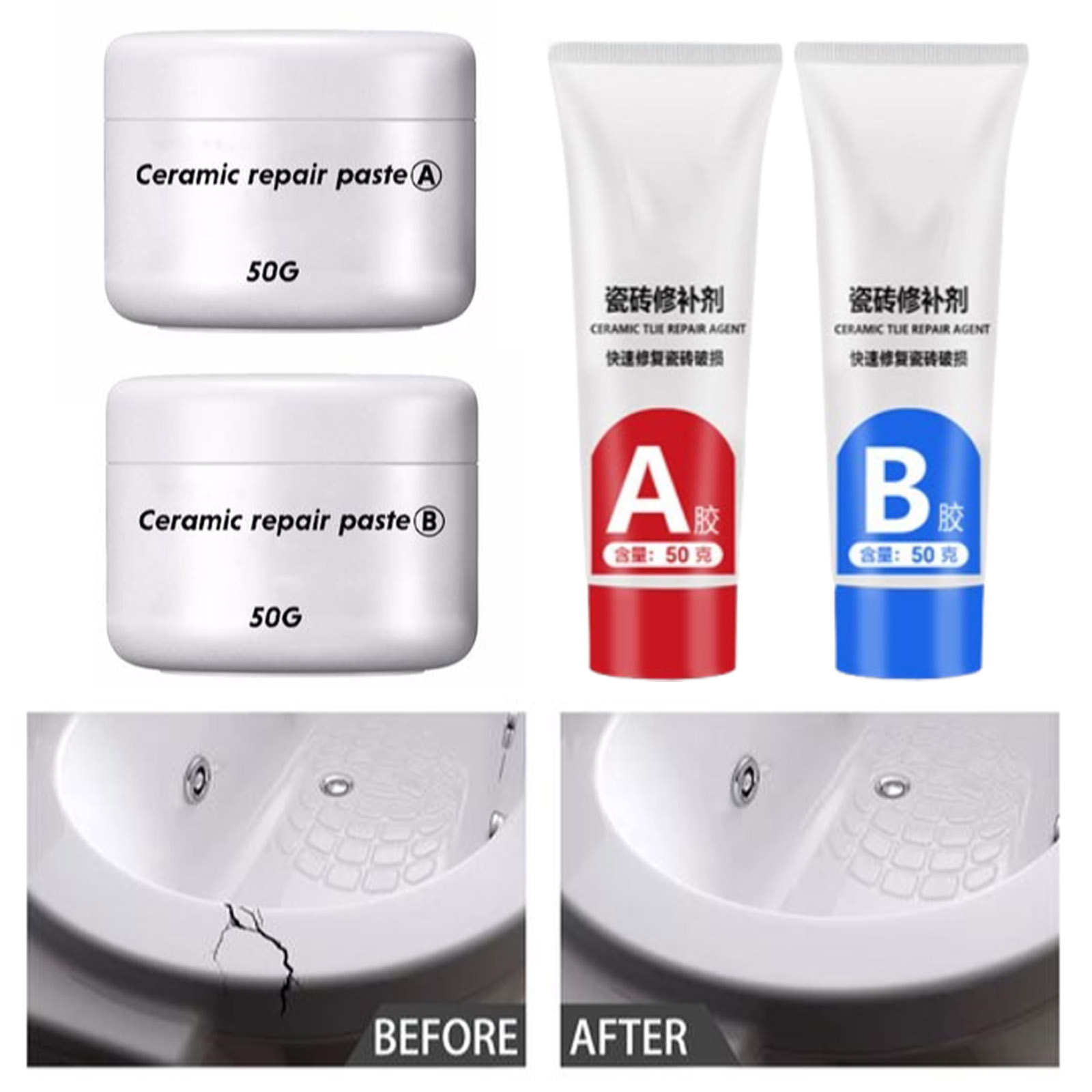 Contact Cement Glue - Adesivo per Riparazione Piastrelle 30/100g, Colla